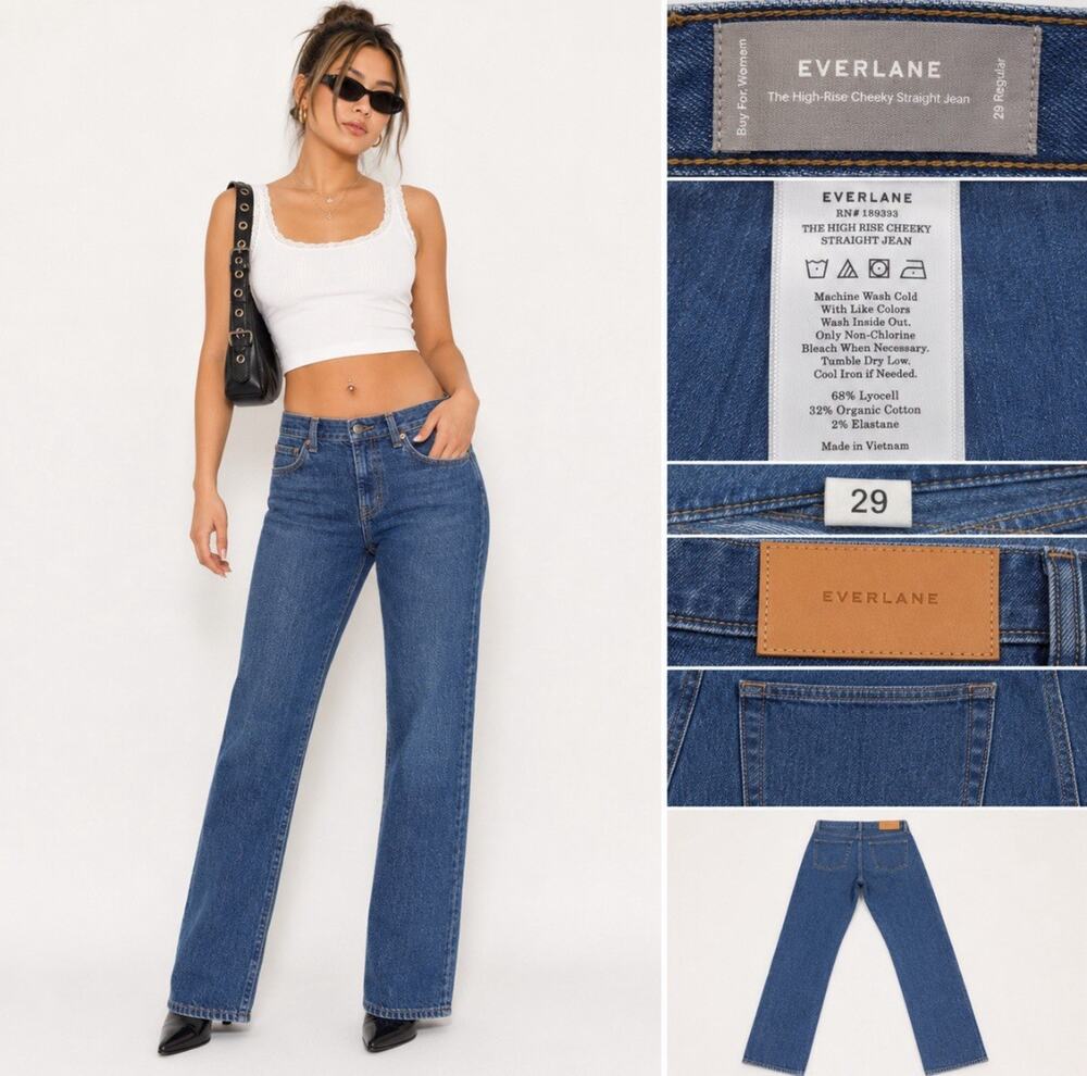 Classic Everlane Women's High Rise Straight Leg Jeans Size 29 Medium Wash Denim